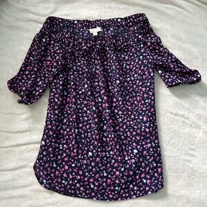 Michael Kors Off-The-Shoulder Floral Blouse Top